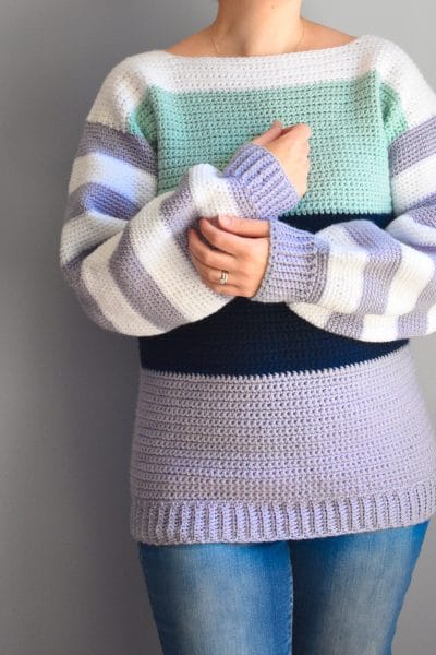 comfy colorblock sweater crochet